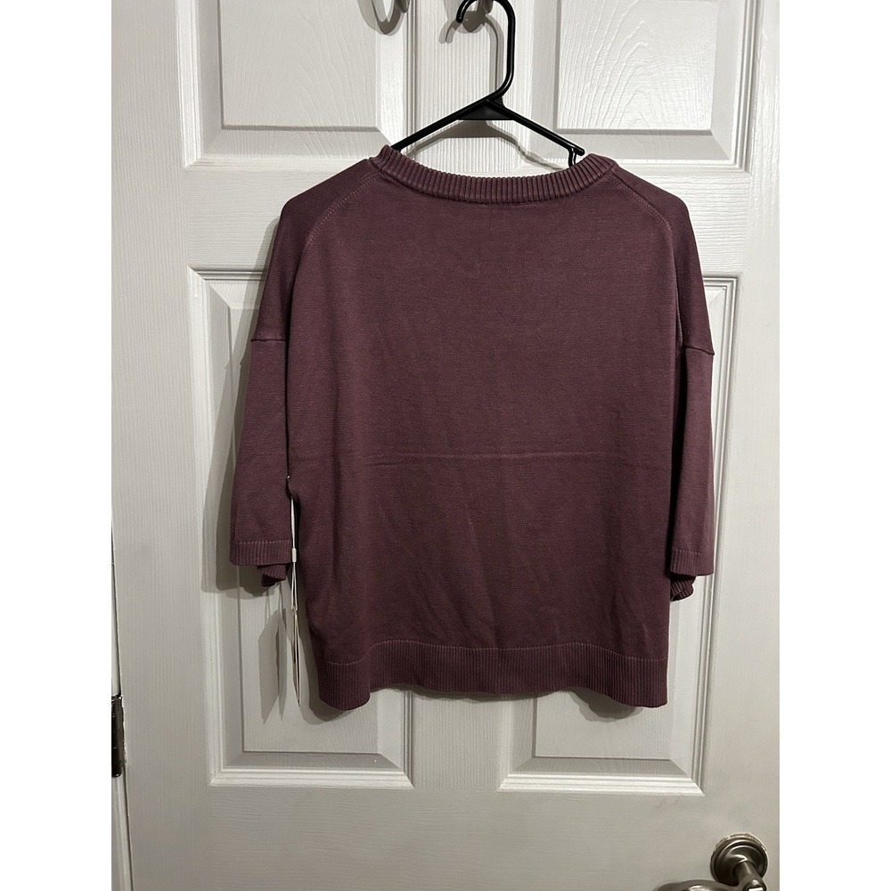 NWT Cyrus sweater L scoop neck 3/4 sleeves knit rayon purple pull over cozy - Picture 9 of 9